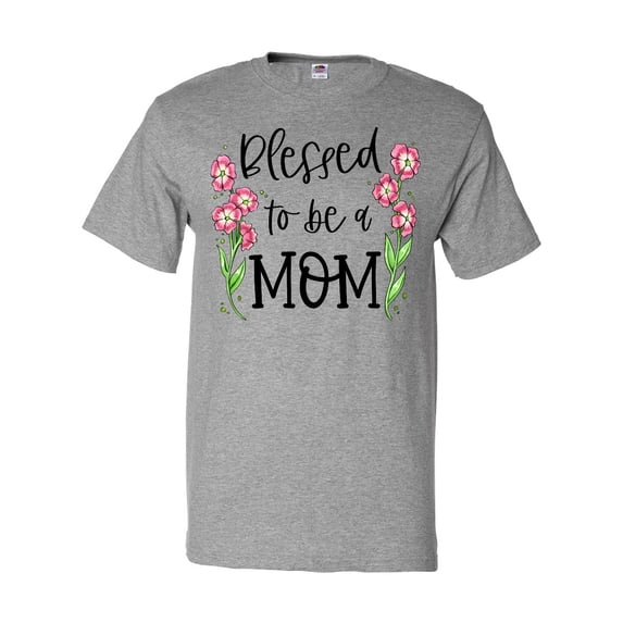 Inktastic Blessed to be a Mom Pink Flowers T-Shirt