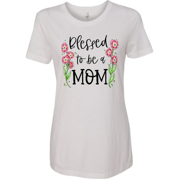 Inktastic Blessed to Be a Mom Pink Flowers Women's T-Shirt