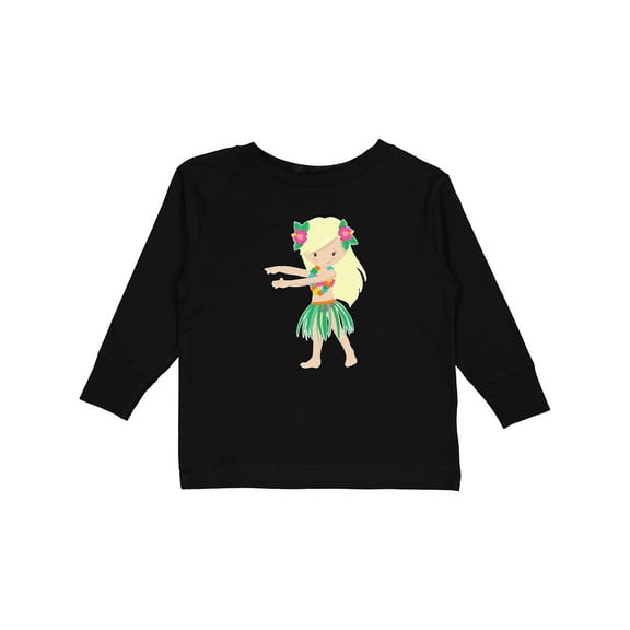 Inktastic Blonde Hula Girl Girls Long Sleeve Toddler T-Shirt