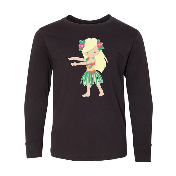 Inktastic Blonde Hula Girl Long Sleeve Youth T-Shirt