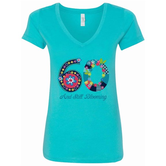 Inktastic Blooming 60th Birthday Women's V-Neck T-Shirt