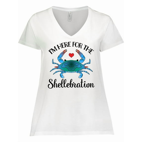 Inktastic Blue Crab Funny Festival Celebration Women's Plus Size V-Neck T-Shirt