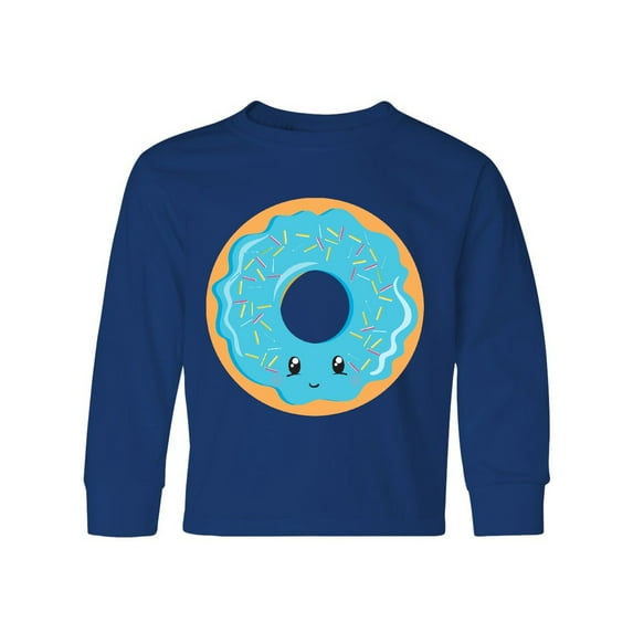 Inktastic Blue Donut Long Sleeve Youth T-Shirt