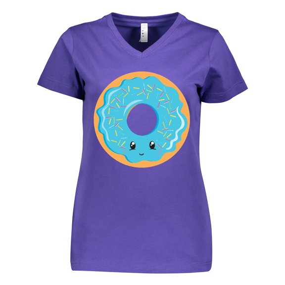 Inktastic Blue Donut Women's V-Neck T-Shirt