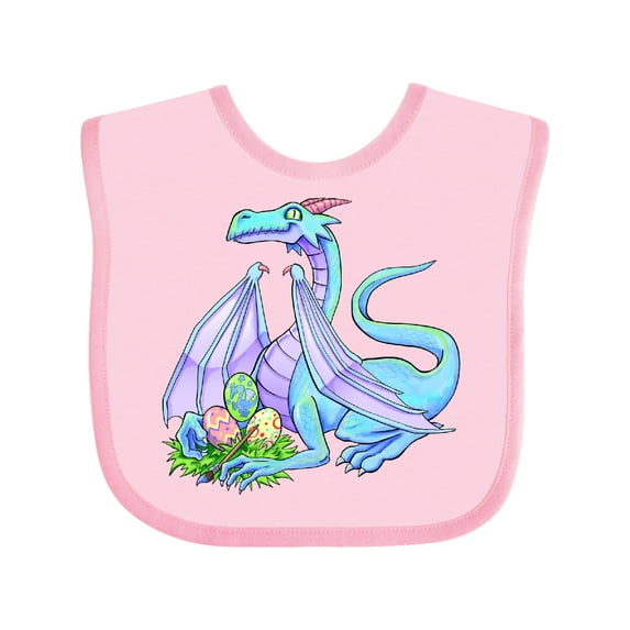 Inktastic Blue Easter Dragon with Painted Eggs Boys or Girls Baby Bib