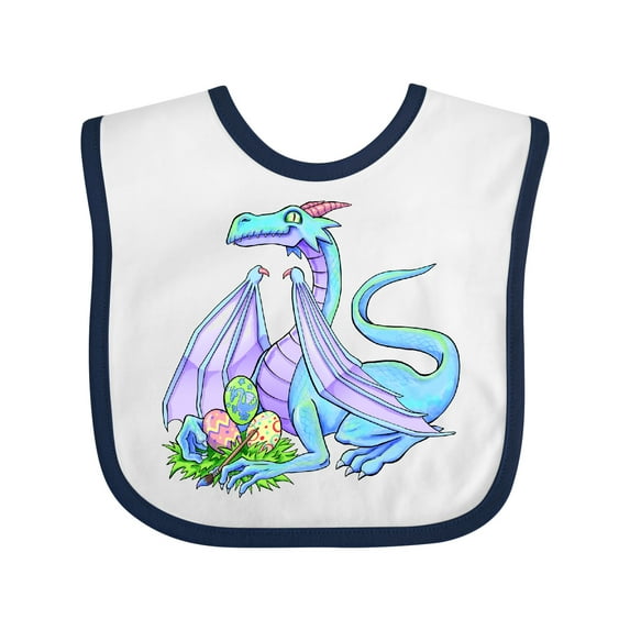 Inktastic Blue Easter Dragon with Painted Eggs Boys or Girls Baby Bib