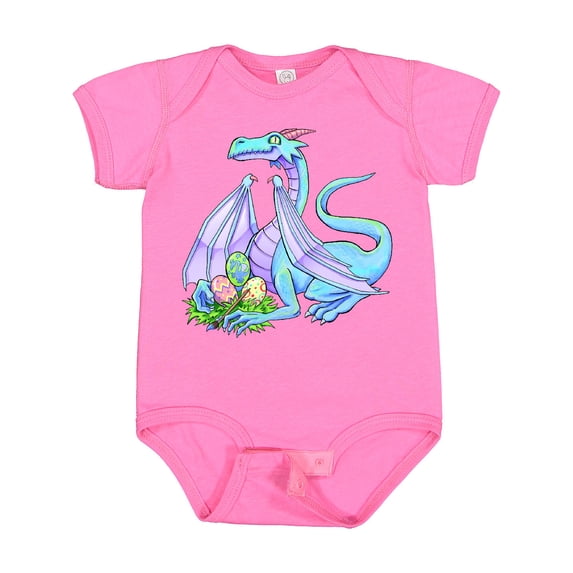 Inktastic Blue Easter Dragon with Painted Eggs Boys or Girls Baby Bodysuit