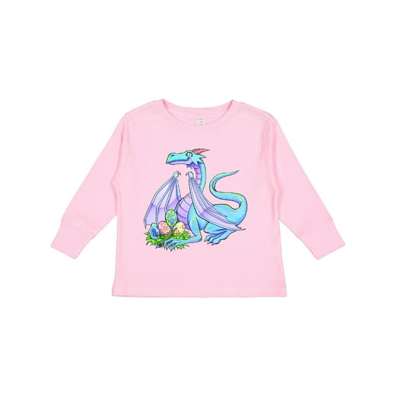 Inktastic Blue Easter Dragon with Painted Eggs Boys or Girls Long Sleeve Toddler T-Shirt