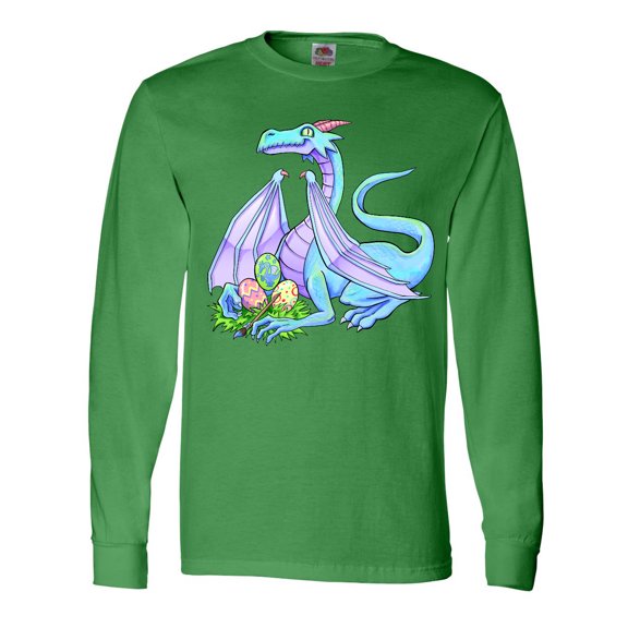 Inktastic Blue Easter Dragon with Painted Eggs Long Sleeve T-Shirt