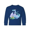 thumbnail image 1 of Inktastic Blue Easter Dragon with Painted Eggs Long Sleeve Youth T-Shirt, 1 of 5