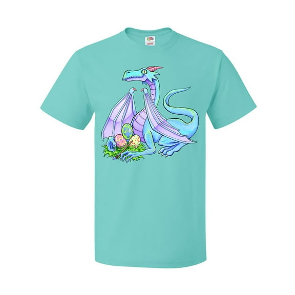 Inktastic Blue Easter Dragon with Painted Eggs T-Shirt