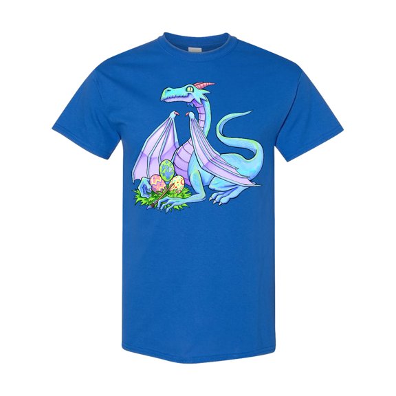 Inktastic Blue Easter Dragon with Painted Eggs T-Shirt