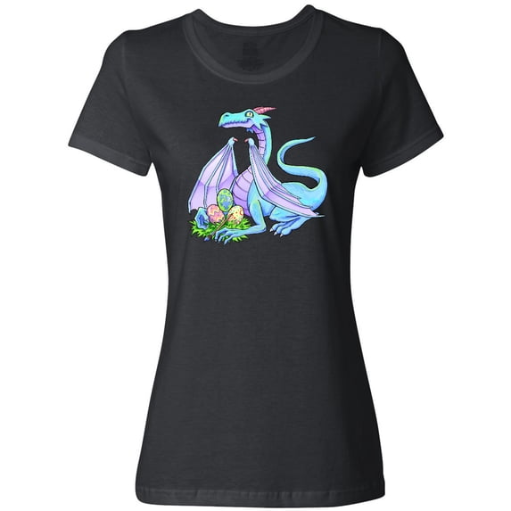 Inktastic Blue Easter Dragon with Painted Eggs Women's T-Shirt