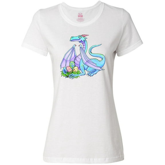 Inktastic Blue Easter Dragon with Painted Eggs Women's T-Shirt