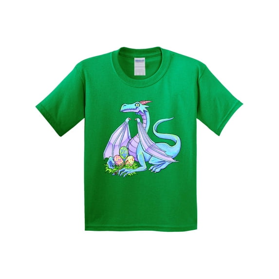 Inktastic Blue Easter Dragon with Painted Eggs Youth T-Shirt