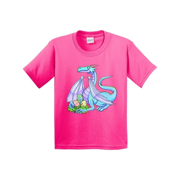 Inktastic Blue Easter Dragon with Painted Eggs Youth T-Shirt