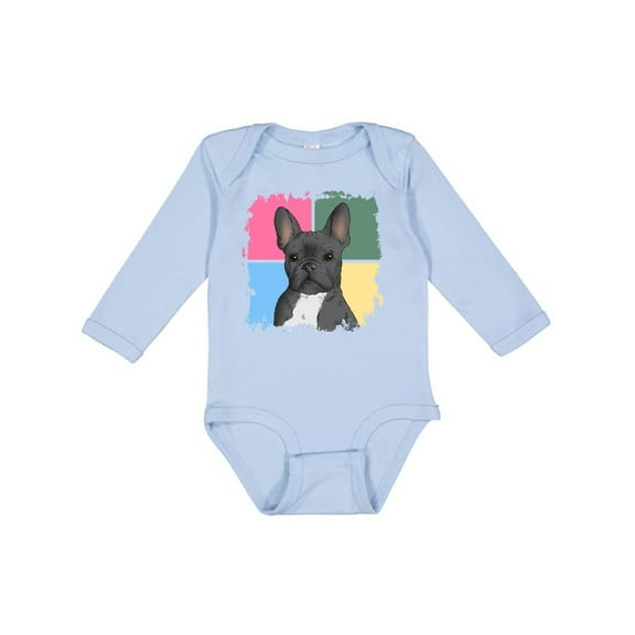 Inktastic Blue French Bull Dog Boys or Girls Long Sleeve Baby Bodysuit