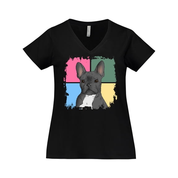 Inktastic Blue French Bull Dog Women's Plus Size V-Neck T-Shirt