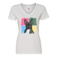 thumbnail image 1 of Inktastic Blue French Bull Dog Women's V-Neck T-Shirt, 1 of 5