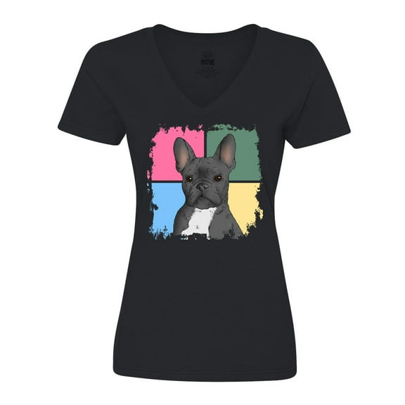Inktastic Blue French Bull Dog Women's V-Neck T-Shirt