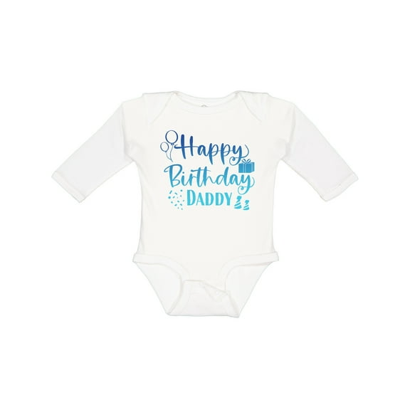Inktastic Blue Happy Birthday Daddy Boys or Girls Long Sleeve Baby Bodysuit
