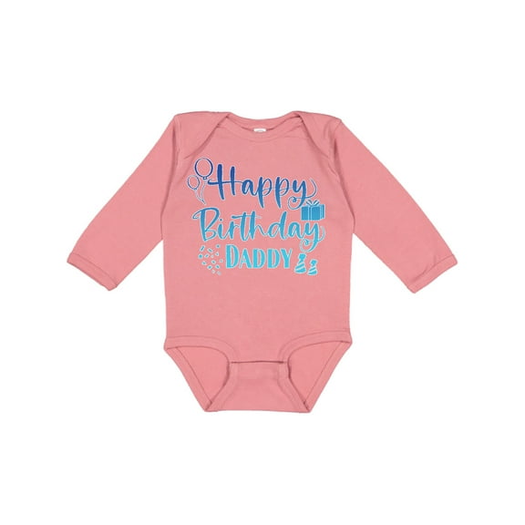 Inktastic Blue Happy Birthday Daddy Boys or Girls Long Sleeve Baby Bodysuit
