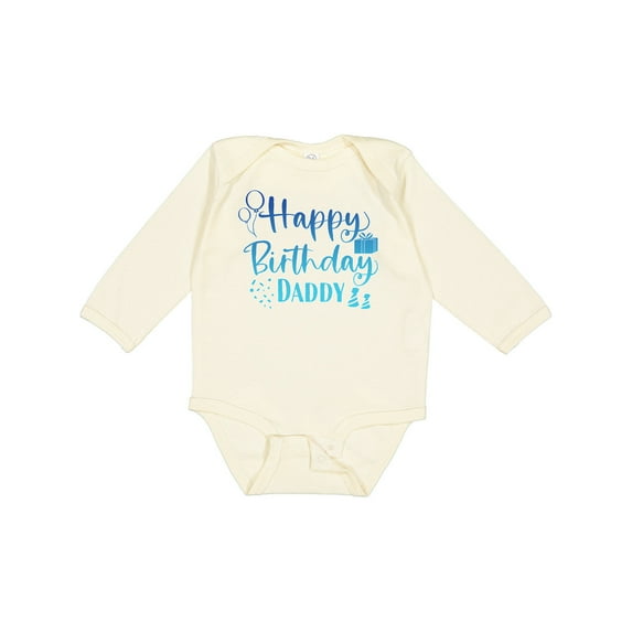 Inktastic Blue Happy Birthday Daddy Boys or Girls Long Sleeve Baby Bodysuit