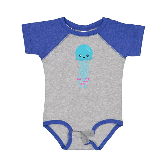 Inktastic Blue Jellyfish, Cute Jellyfish With Pink Ribbons Girls Baby Bodysuit