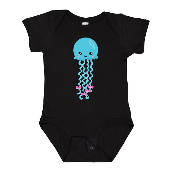 Inktastic Blue Jellyfish, Cute Jellyfish With Pink Ribbons Girls Baby Bodysuit