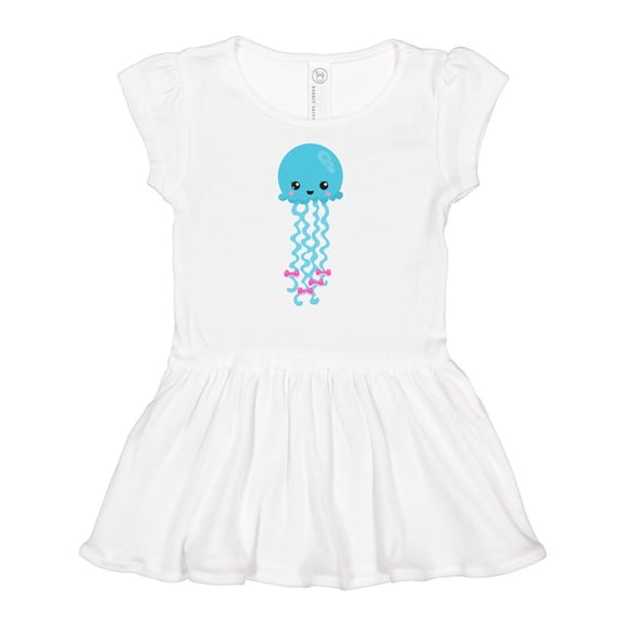 Inktastic Blue Jellyfish, Cute Jellyfish With Pink Ribbons Girls Baby Dress