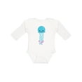 thumbnail image 1 of Inktastic Blue Jellyfish, Cute Jellyfish With Pink Ribbons Girls Long Sleeve Baby Bodysuit, 1 of 5
