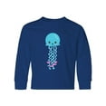 thumbnail image 1 of Inktastic Blue Jellyfish, Cute Jellyfish With Pink Ribbons Long Sleeve Youth T-Shirt, 1 of 5