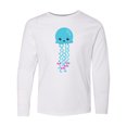 thumbnail image 1 of Inktastic Blue Jellyfish, Cute Jellyfish With Pink Ribbons Long Sleeve Youth T-Shirt, 1 of 5