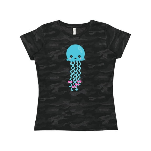Inktastic Blue Jellyfish, Cute Jellyfish With Pink Ribbons Women's T-Shirt