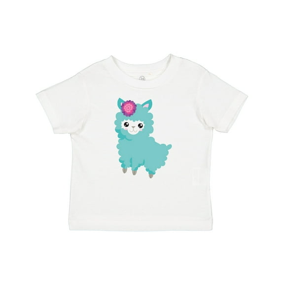Inktastic Blue Llama, Cute Llama, Alpaca, Flowers Girls Baby T-Shirt