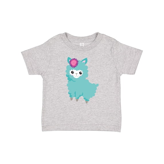 Inktastic Blue Llama, Cute Llama, Alpaca, Flowers Girls Baby T-Shirt