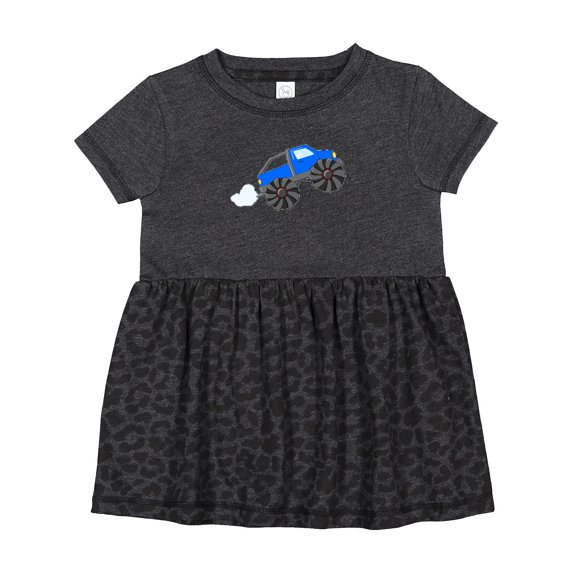 Inktastic Blue Monster Truck Action Girls Baby Dress
