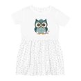 thumbnail image 1 of Inktastic Blue Owl on Tree Branch Girls Toddler Dress, 1 of 5