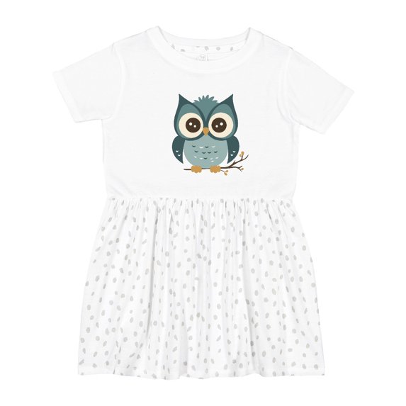 Inktastic Blue Owl on Tree Branch Girls Toddler Dress
