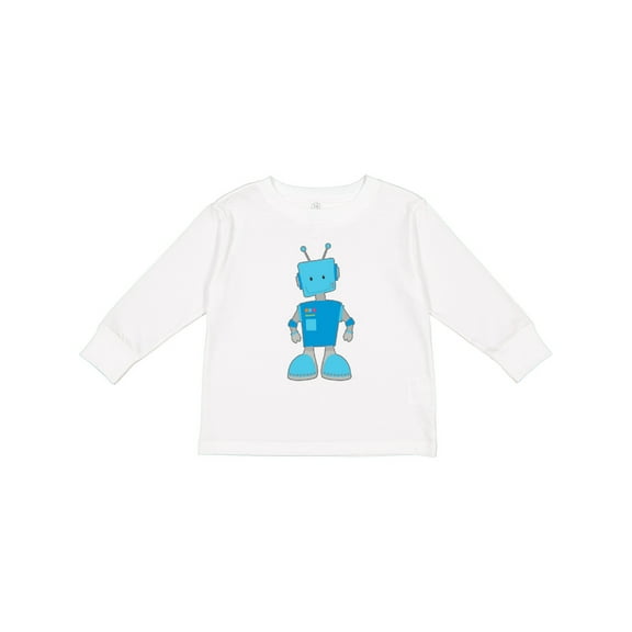 Inktastic Blue Robot Boys or Girls Long Sleeve Toddler T-Shirt