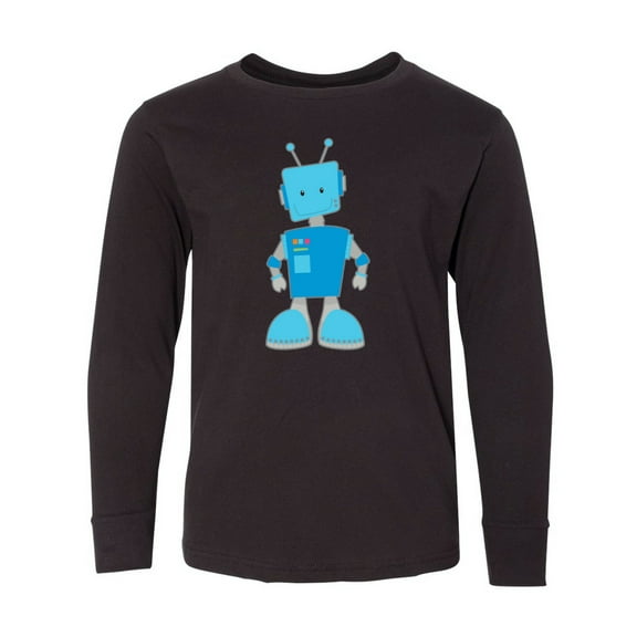 Inktastic Blue Robot Long Sleeve Youth T-Shirt