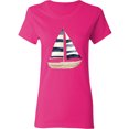 thumbnail image 1 of Inktastic Blue Striped Sailboat Nautical Women's T-Shirt, 1 of 5