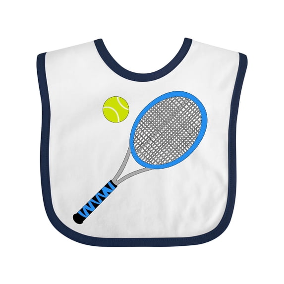 Inktastic Blue Tennis Racket and Ball Boys or Girls Baby Bib