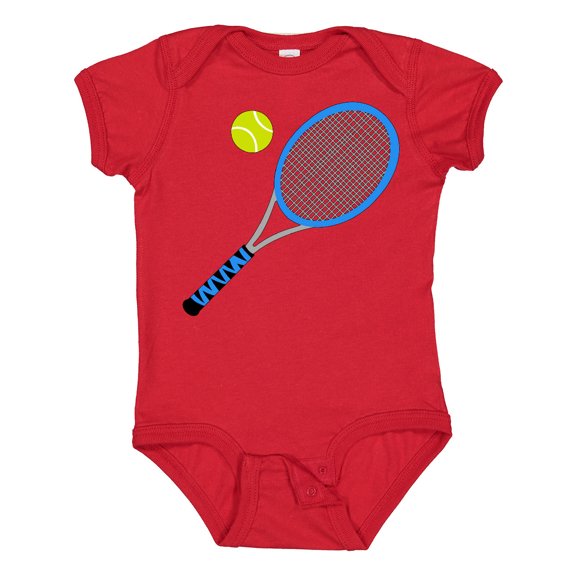 Inktastic Blue Tennis Racket and Ball Boys or Girls Baby Bodysuit
