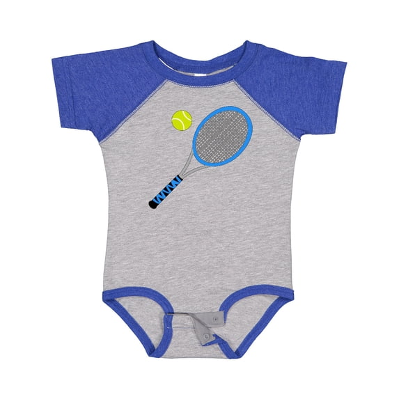 Inktastic Blue Tennis Racket and Ball Boys or Girls Baby Bodysuit
