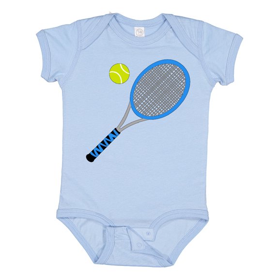 Inktastic Blue Tennis Racket and Ball Boys or Girls Baby Bodysuit