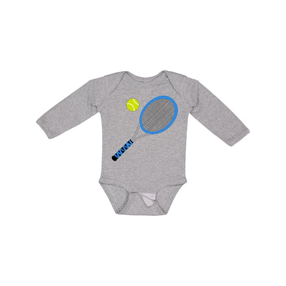 Inktastic Blue Tennis Racket and Ball Boys or Girls Long Sleeve Baby Bodysuit