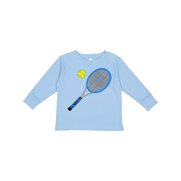 Inktastic Blue Tennis Racket and Ball Boys or Girls Long Sleeve Toddler T-Shirt