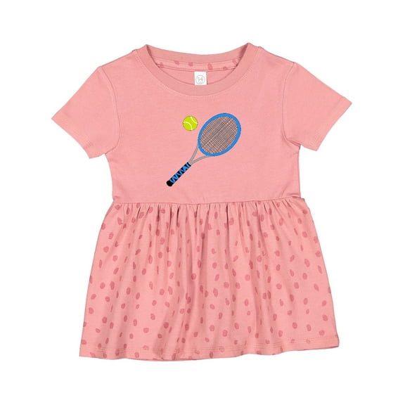 Inktastic Blue Tennis Racket and Ball Girls Baby Dress