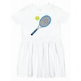 thumbnail image 1 of Inktastic Blue Tennis Racket and Ball Girls Toddler Dress, 1 of 5